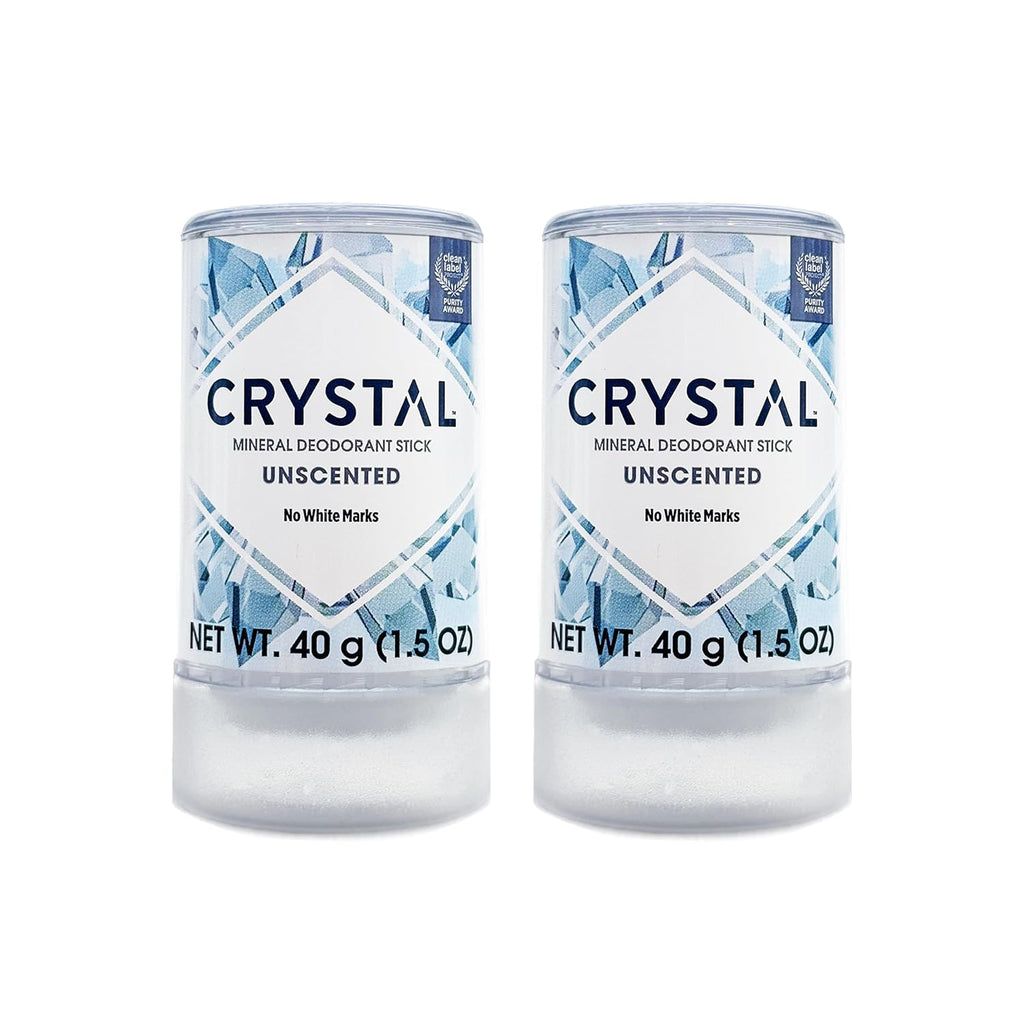 CRYSTAL™ Travel Stick Mineral Deodorant - Unscented Body Deodorant With 24-Hour Odor Protection, Non-Staining & Non-Sticky, Aluminum Chloride & Paraben Free, 1.5 FL OZ – (Pack of 2)