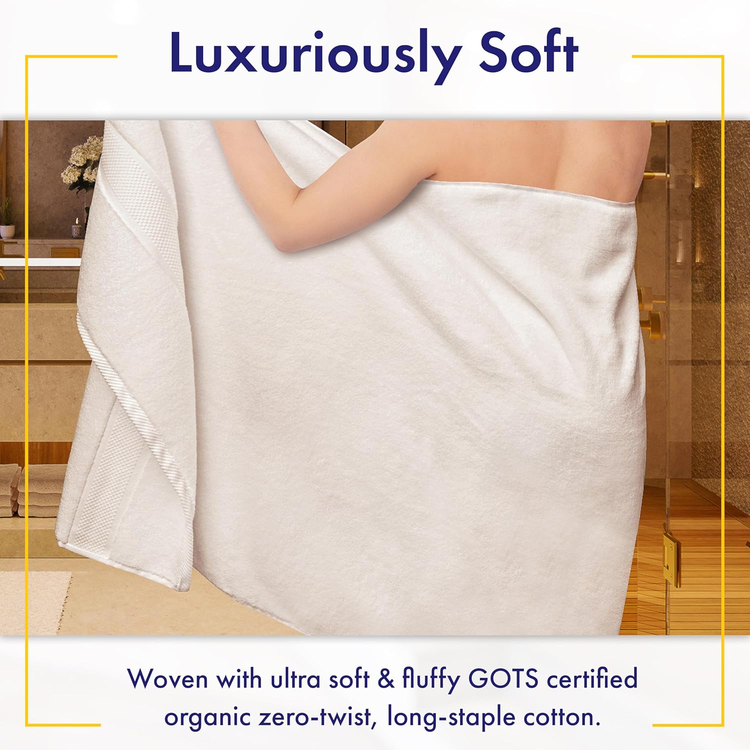 100% Organic Luxury Bath Sheets - GOTS Certified - Extra Large 35x70 Inches (Pack of 2) Zero-Twist, Long-Staple Cotton Bath Sheet Set (White)