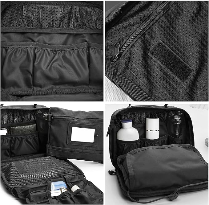 SMONT Tactical Toiletry Bag for Men, 9.5" Hanging Dopp Kit Shaving Hygiene Bag for Traveling Bathroom