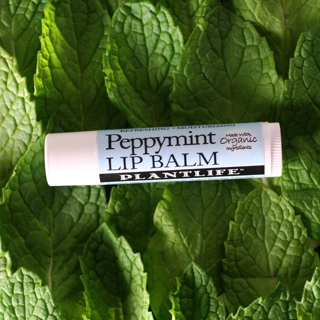 Plantlife Peppermint Lip Balm 2 Pack - Organic Made with Beeswax, Calendula & Chamomile - Soothing Balm for Chapped Lips - Moisturize Lips & Works on Minor Cuts - Made in California