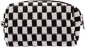 PAZIMIIK Checkered Makeup Bag for Purse Portable Zipper Make Up Pouch Small Cosmetic Case for Travel Accessories (Black)