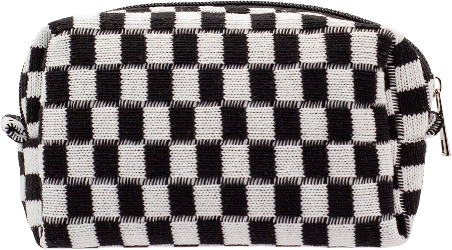 PAZIMIIK Checkered Makeup Bag for Purse Portable Zipper Make Up Pouch Small Cosmetic Case for Travel Accessories (Black)