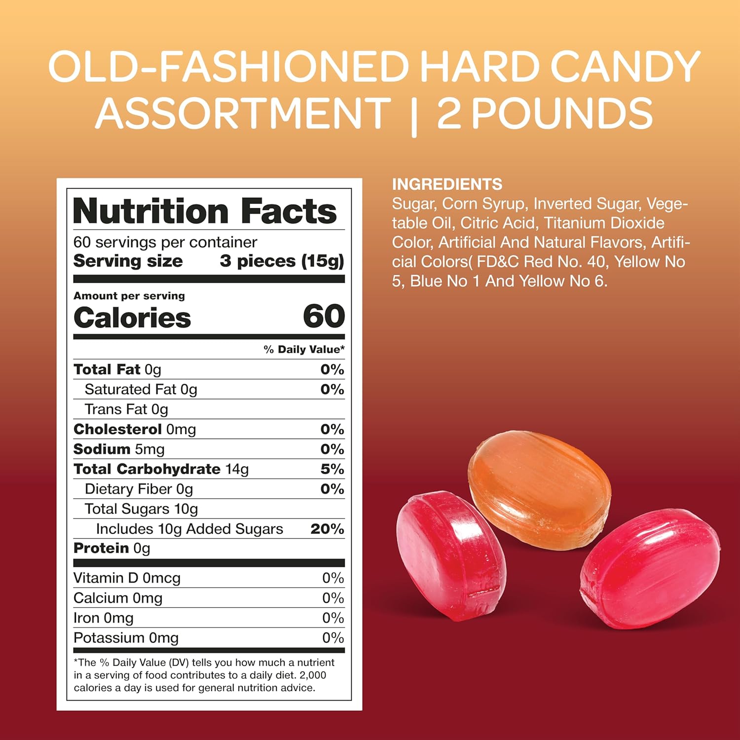 Old Fashioned Mix Hard Candy Assortment - 2 Pound Bag - Individually Wrapped Old School Candy BU- Peppermint, Strawberry, Cinnamon, Butterscotch, and Fruit Flavors