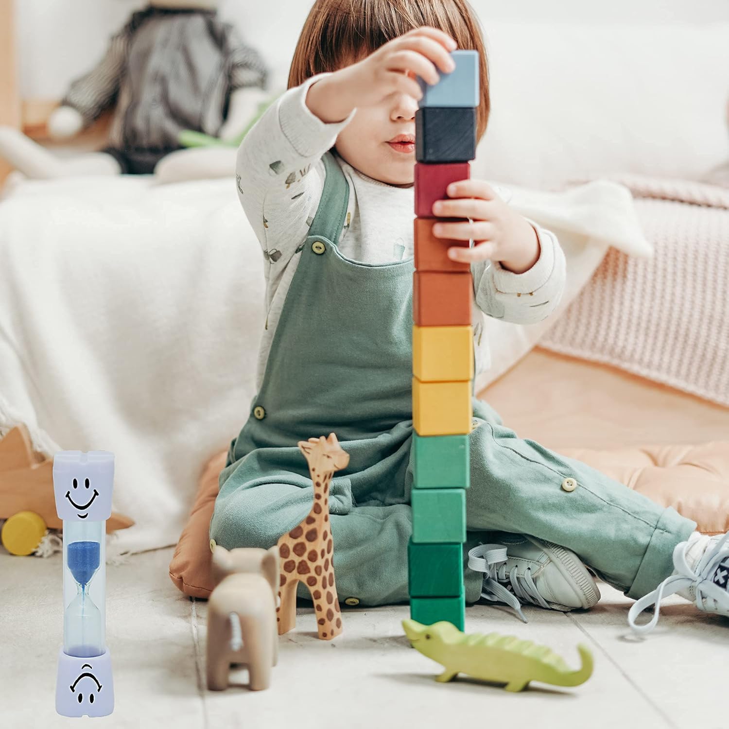 2 Minute Sand Timer Set, 8 Pack Colorful Smiley Hourglass Timers for Kids Proper Tooth Brushing