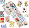 1000PCS Flower Stamp Stickers Roll for Kids, 2 Rolls 10 Styles Floral Sticker Rolls for Scrapbook, Planner, Journal, Envelope, Card Making, Gift Wrapping, Party Favors