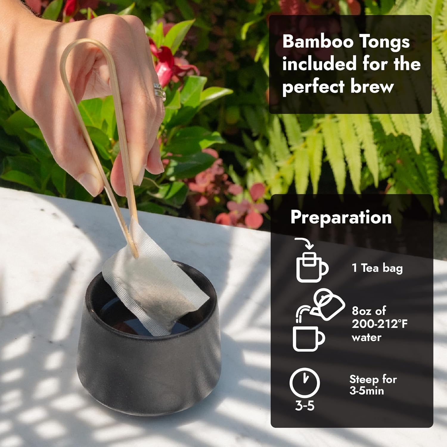 Vital Bloom Black Tea, 120 Count Tea Bags, Smooth, Flavourful, and Robust, Enjoy Hot or Cold Brew, Bleach Free Tea Bags, Non GMO (Free Bamboo Tongs Included)