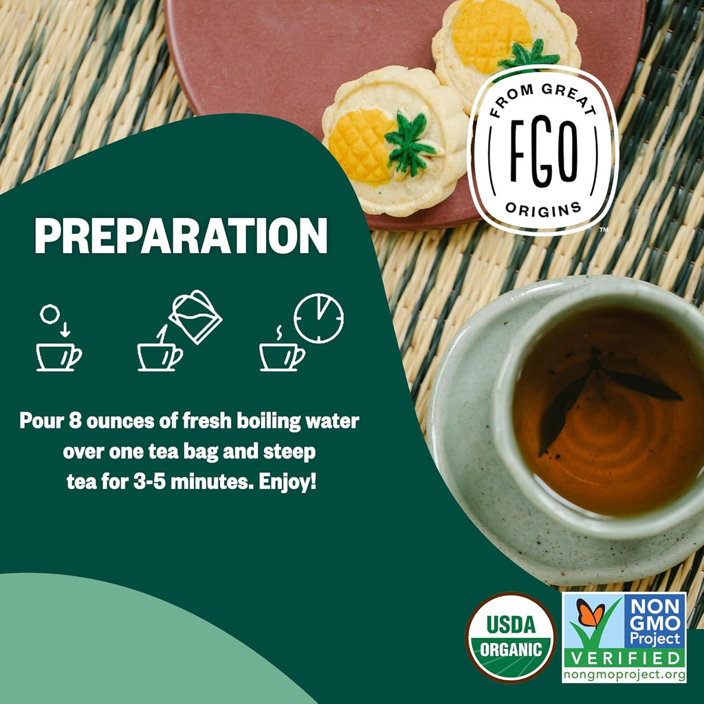 FGO Organic Moringa Mint Tea, 20 Count, Eco-Conscious Herbal Tea Bags, Resealable Bag, Caffeine Free, Packaging May Vary (Pack of 1)