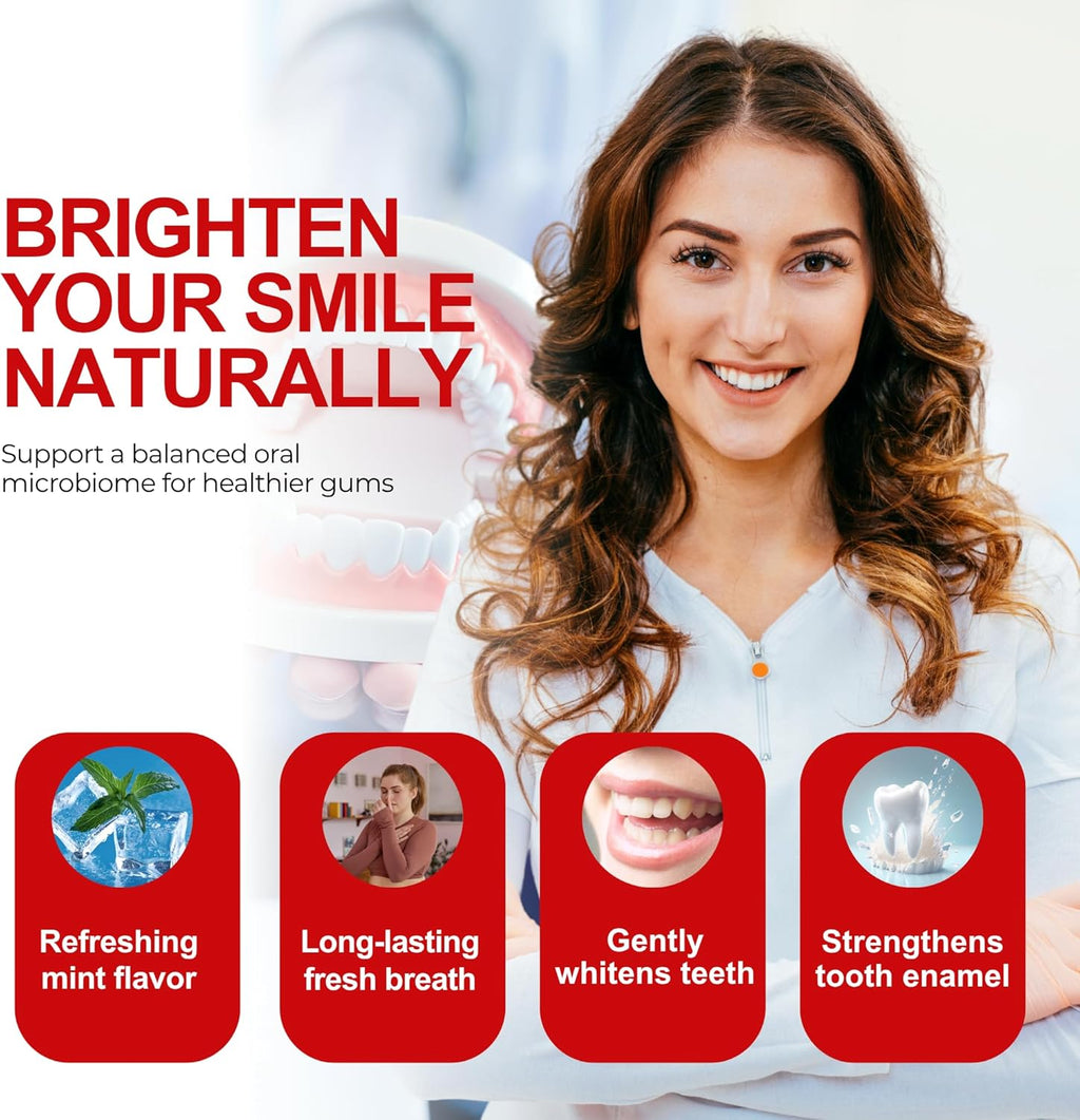 2PCS SP 6 Toothpaste for Teeth Brightening & Fresh Breath, 6 Probiotics Formula for Gum Health, Fluoride-Free, Mint Fresh Flavor, 4.9 oz (3, Mint)