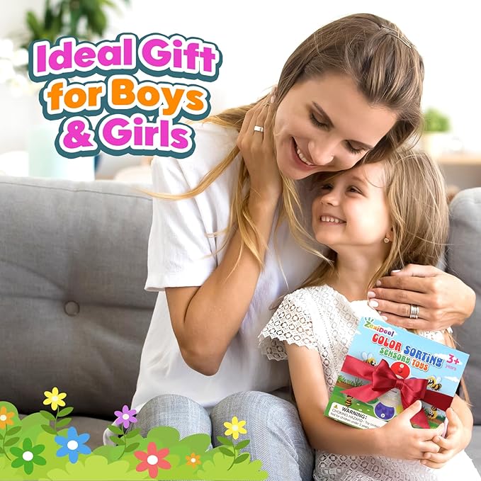 Sensory Toys Color Sorting Toys: Quiet Fidgets for Classroom Montessori Toy for Toddlers, Fine Motor Skill Games Preschool Learning Activities Calm Dwon Travel Toy for Boys Girls Gifts Ages 1-3 3-5