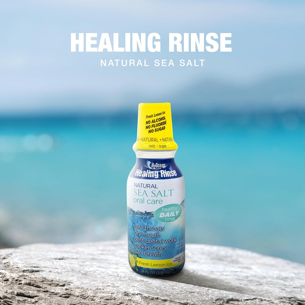 H2Ocean Healing Rinse Natural Sea Salt Oral Care Arctic Ocean Mint 8oz + 16oz