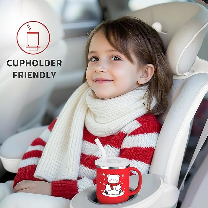 Bella's Friends Christmas Mini Tumbler- 9 0z Toddler Sippy Cup, Flexible Straw, Stainless Interior & Silicone Body, Christmas Gift for 1-3 Years Old Girls & Boys, Gingerbread Man & Polar Bear (2 Pack)