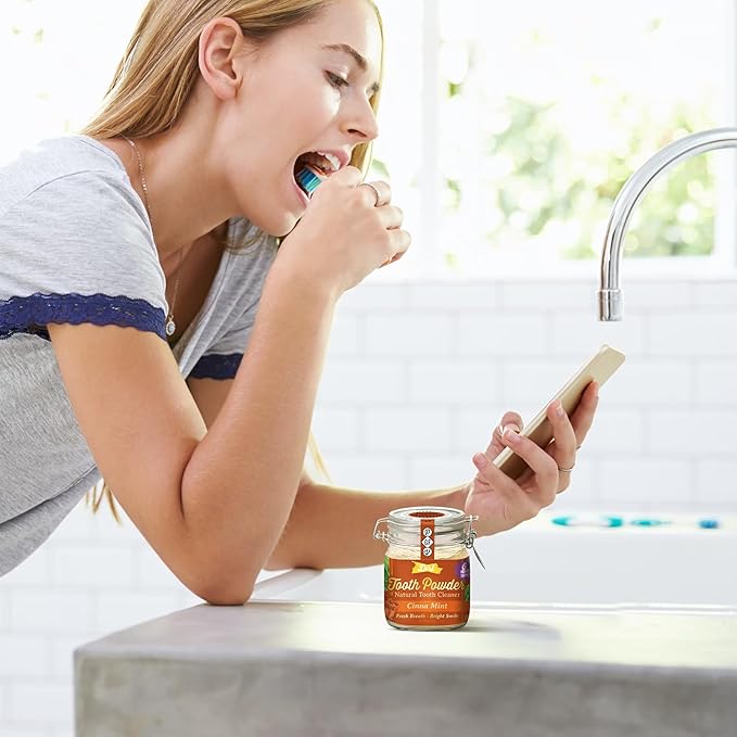 The Dirt - Remineralizing Tooth Powder, Natural Fluoride-Free Teeth Whitening Powder with Hydroxyapatite, Flouride & Gluten Free, Organic Vegan (Cinna Mint, 51g: 6 Month Supply)