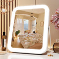 10"x8" Portable Lighted Makeup Mirror with 3-Color Dimmable LED, Touch Screen Vanity Mirror for Travel or Bedroom Desk (White)