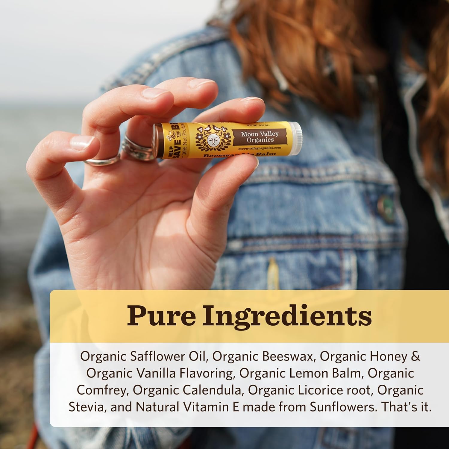 Moon Valley Organics Beeswax Lip Balm for Moisturizing Lips and Cuticles (SWEET HONEY, 4pack)