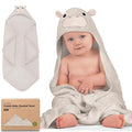 KeaBabies Hooded Baby Towel for Newborn - Viscose Derived from Bamboo Large Baby Bath Towels with Hood for Boys, Girls, Toddler, Extra Absorbent & Soft Newborn Bath Essentials (Hippo, Regular)