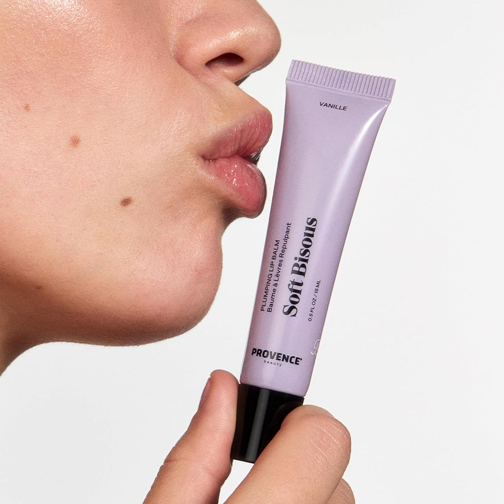 Provence Beauty Soft Bisous Plumping Lip Balm – Hydrating Lip Care Treatment with Tripeptide-1, Hyaluronic Acid & Shea Butter – Anti-Aging Lip Balm that Smooths, Softens & Plumps Dry Lips – 0.5 fl oz