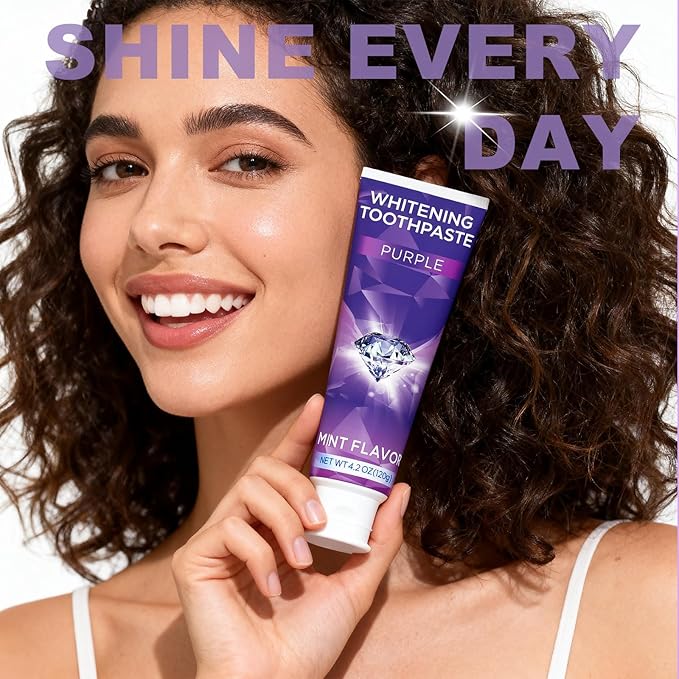 Purple Toothpaste for Teeth Whitening, Teeth Whitening Toothpaste, Tooth Stain Removal, Tooth Stain Removal Colour Corrector