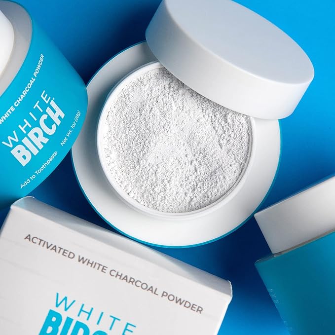 White Birch Activated White Charcoal Powder - Professional Teeth Whitening Charcoal - Natural & Fluoride Free Oral Care (White Charcoal Powder)