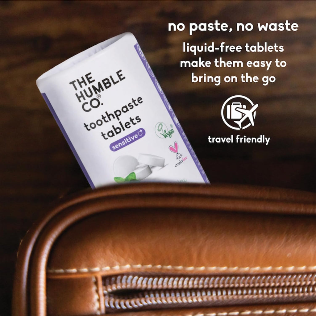 The Humble Co. Sensitive Toothpaste Tablets – Fluoride Free Toothpaste Tablets for Sensitive Teeth and Gums, Dentist Developed Formula, Vegan, SLS Free, Plastic Free (Spearmint, 3PK)