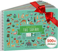 Cupkin Safari Animal Sticker Book Activity for Kids, Toddler Airplane Travel Essentials, 500+ Stickers for Kids + 12 Scenes + 12 Coloring Book Pages, Animal Lover Children's Gift, Crafts Ages 2-8