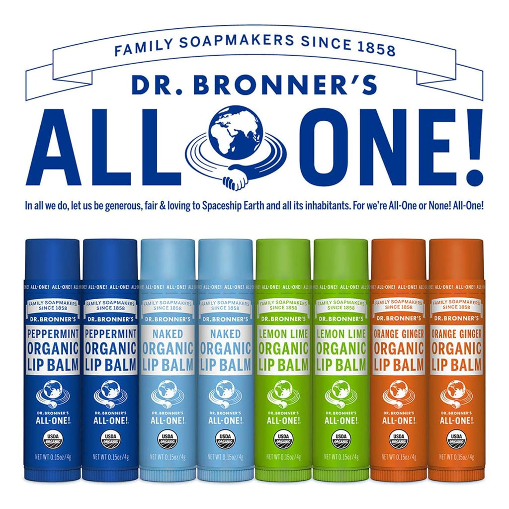 Dr. Bronner’s Organic Lip Balm 6-Pack (.15oz) Natural, Moisturizing, Petroleum-Free Lip Moisturizer with Beeswax & Avocado Oil for Dry Lips, Men & Women - Unscented