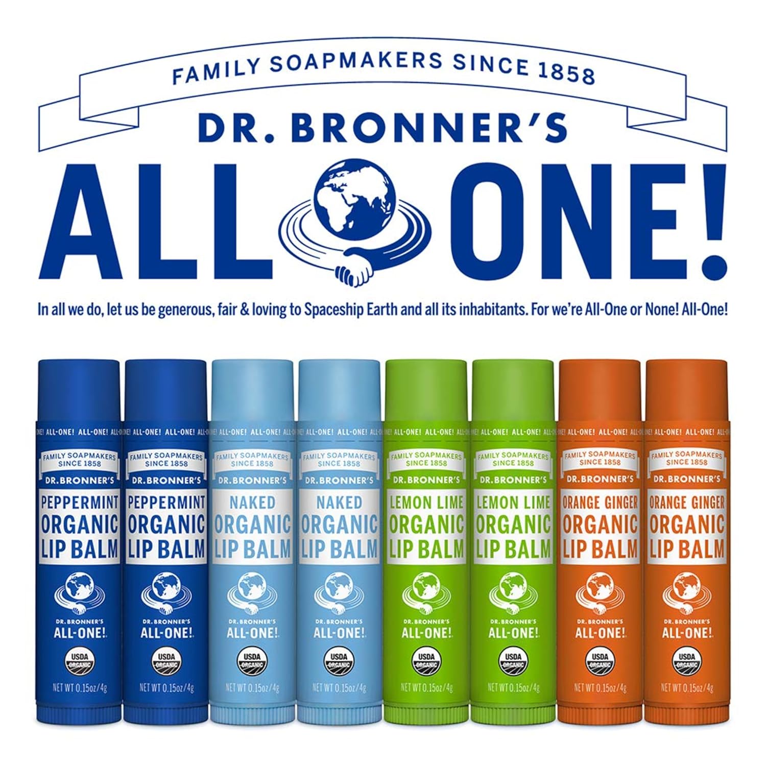 Dr. Bronner’s Organic Lip Balm 6-Pack (.15oz) Natural, Moisturizing, Petroleum-Free Lip Moisturizer with Beeswax & Avocado Oil for Dry Lips, Men & Women - Unscented