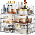 ZHIAI Stackable Storage Drawers, Acrylic Bathroom Counter Organizer Clear Makeup Organizers for Vanity, Kitchen Cabinets, Bathroom, Undersink, Home Organization and Storage (2Top 3 Drawers,)