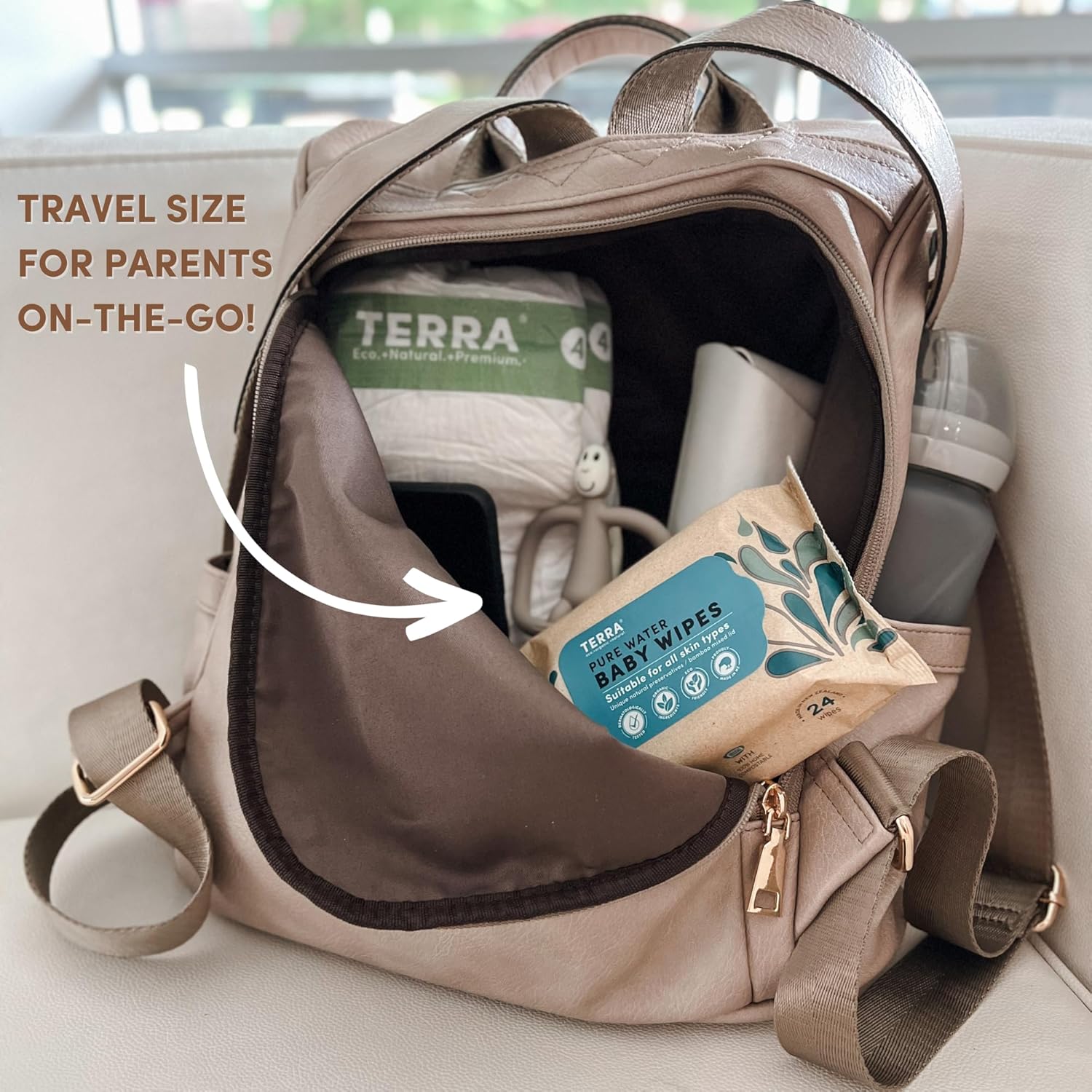 Terra Bamboo Baby Wipes TRAVEL PACK: Pure, 99.7% Pure New Zealand Water, 100% Biodegradable Bamboo Fiber, 0% Plastic, Unscented Baby Wipes for Sensitive Skin, 1 TRAVEL PACK of 120 Wipes