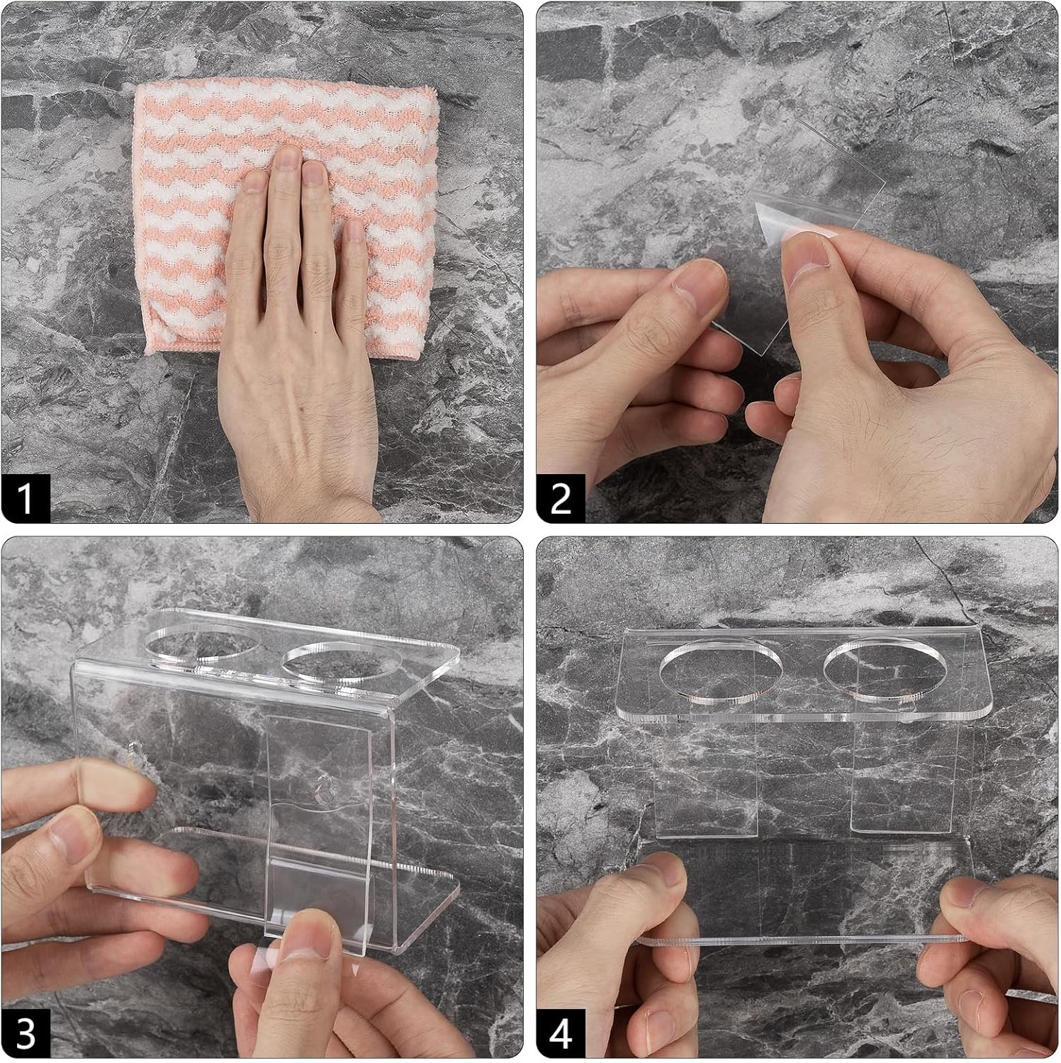 2 Pack Self Adhesive Toothbrush Holders Wall Mounted, 2 Slots Electric Toothbrush Organizer for Shower, Toothbrush Hanger for Bathroom, Medicine Cabinet, Dorm