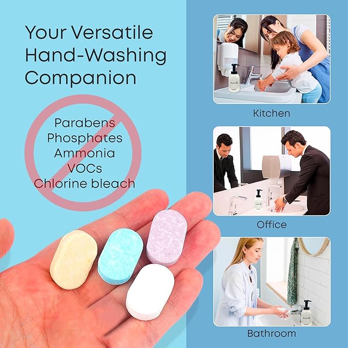 Foaming Hand Soap Tablet Refill – 6 Pack | Rose Scent | Eco-Friendly, Non-Toxic, Plastic-Free, Zero Waste, Just-Add-Water | Safe for Kids, Home & Travel (Rose)