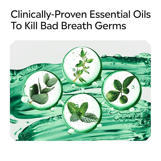 Listerine Freshburst Antiseptic Mouthwash for Bad Breath, Kills 99% of Germs That Cause Bad Breath & Fight Plaque & Gingivitis, ADA Accepted Mouthwash, Spearmint, 500 mL