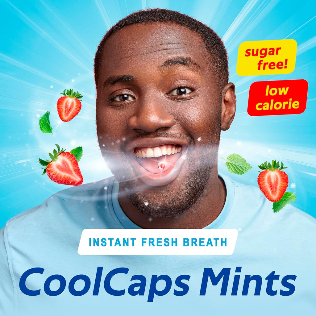 PaperMints CoolCaps - Instant Fresh Breath Mints Sugar-Free 4 Pack - 160 capsules. Extreme Bad Breath Treatment for Adults, Breath Freshener Pearls for Halitosis Treatment Keto-Friendly Strawberry