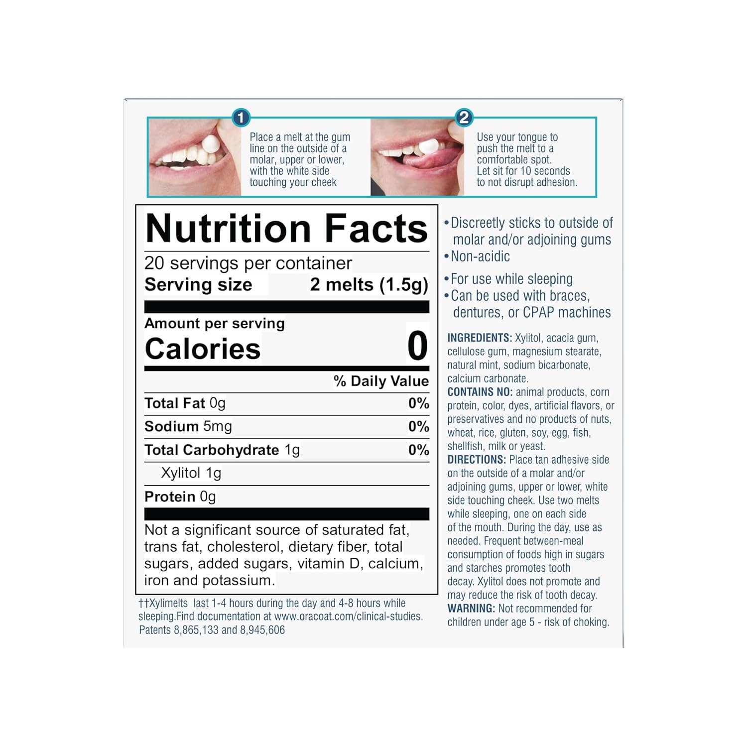 Oracoat XyliMelts for Dry Mouth Night Time or Day - Moisturizing Dry Mouth Adhering Discs, Sugar Free with Xylitol, 40 Count - Pack of 3, Mild Mint Flavor, 8-Hour Relief
