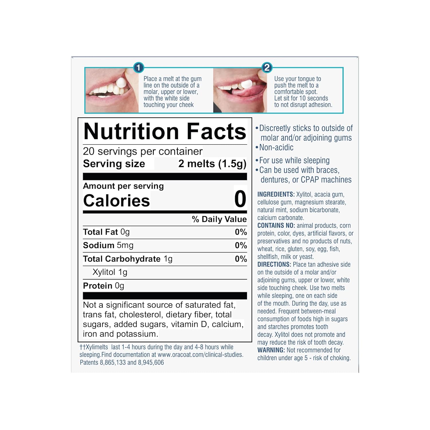 Oracoat XyliMelts for Dry Mouth Night Time or Day - Moisturizing Dry Mouth Adhering Discs, Sugar Free with Xylitol, 40 Count - Pack of 4, Mild Mint Flavor, 8-Hour Relief