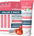 Wellnesse Kids Hydroxyapatite Toothpaste with Xylitol - Fluoride Free Toddler & Children's Natural Toothpaste, Freshens Breath, Sensory-Friendly Oral Care, Vegan, Strawberry Flavor, 4 oz (Pack of 3)