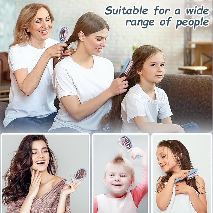 Hair Brush, Mini Detangling Hairbrush for Dry and Wet Hair, Small Size Travel Detangler Brush for Girls Boys Kids Women Men for All Hair Types (Bluish)