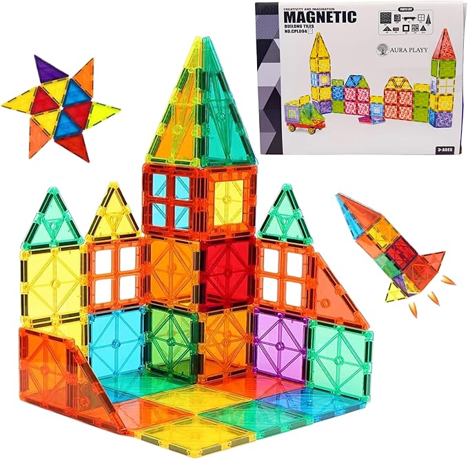 100 Piece Magnetic Tiles Set – 3D Magnet Building Blocks, STEM Educational Construction Toy for Toddlers & Kids | Creativity, Learning, and Fun for Boys & Girls Ages 3+