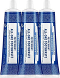 Dr. Bronner’s All-One Toothpaste Pack of 3– Peppermint, 5 oz– Fluoride-Free Toothpaste for Adults, SLS-Free, 70% Organic & Natural Ingredients, Vegan, Helps Freshen Breath & Reduce Plaque