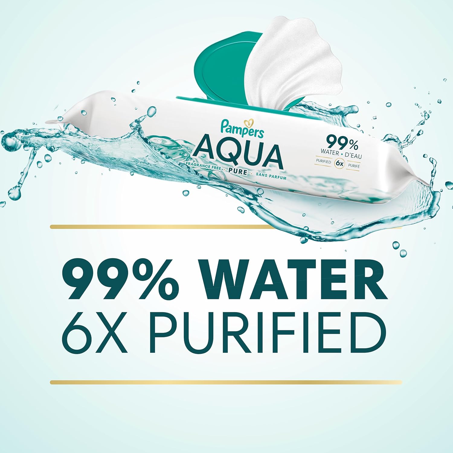 Pampers Aqua Pure Baby Wipes, 99% Water, Fragrance Free, 896 Baby Wipes Total (16X Flip-Top Packs) [Packaging May Vary]
