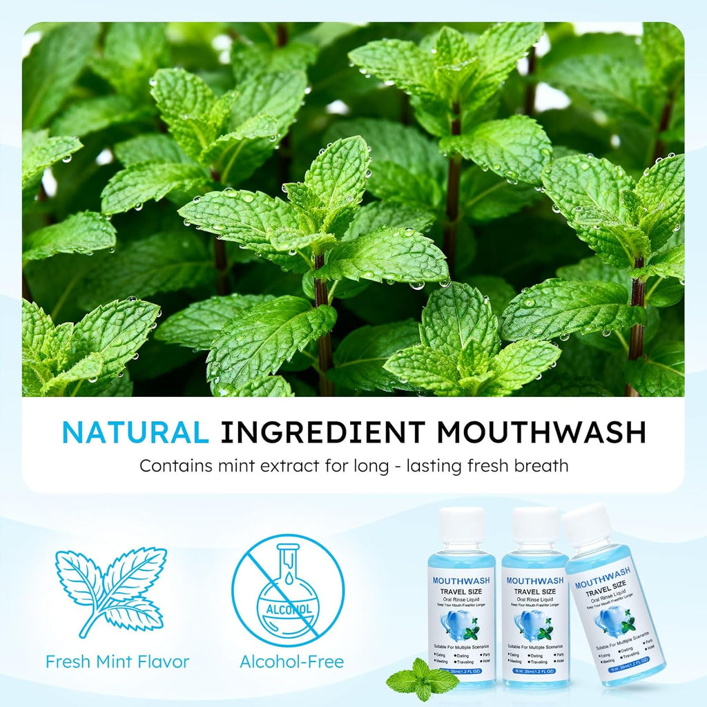 Travel Mouthwash Bulk, 1.2 Oz/35ml Mini Mouthwash Bulk, for Freshening Breath, Easy to Carry, Suitable for Work, Travel, Hotels, Dating Essentials (100-PACK)
