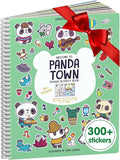 Cupkin Panda Sticker Book Activity for Kids, Toddler Airplane Travel Essentials, 300+ Stickers for Kids + 8 Scenes + Coloring Book Pages, Panda Bear Lover Gift, Children's Crafts Ages 2-8