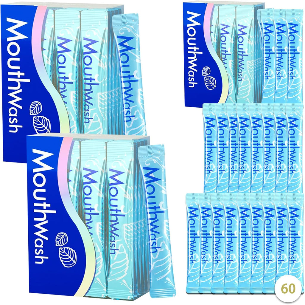 Travel Size Mouthwash,Mini Mouthwash Travel Size Bulk Portable Mouth Wash Set,Individual Small Travel Mouth Wash Packets for Fresh Breath(Pack of 60) A2