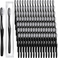 Tessco 1000 Pcs Disposable Toothbrushes Bulk Individually Wrapped Manual Soft Bristle Travel Toothbrushes Single Use Toothbrush for Homeless Hotel Toiletries Camping Office(Black)