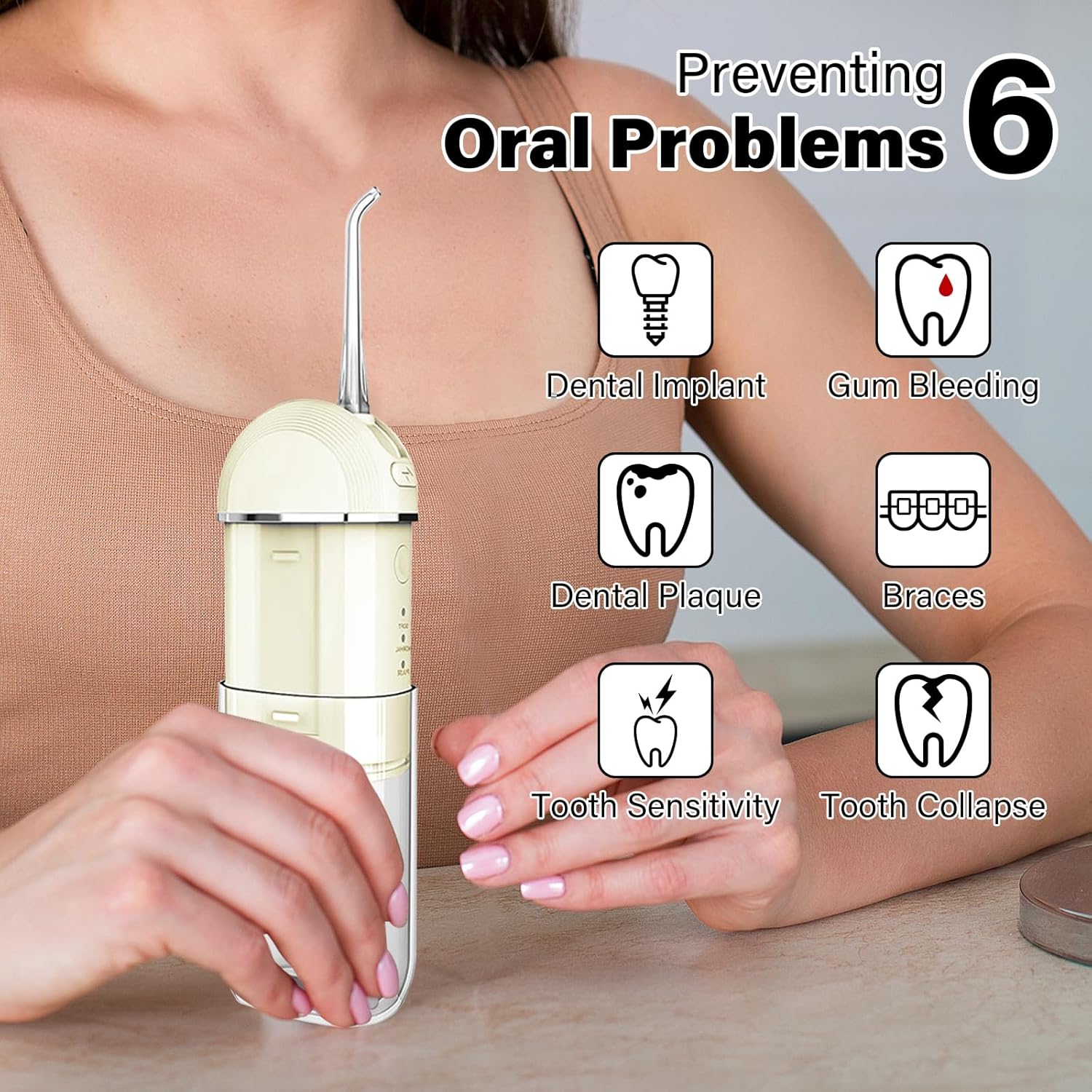 Portable Water Flosser for Teeth 2 Pack, Cordless & Portable Collapsible Oral Irrigator Water Teeth Cleaner Pick for Home Travel Use,3 Modes & IPX7 Waterproof Rechargeable Water Flosser Dental Pick