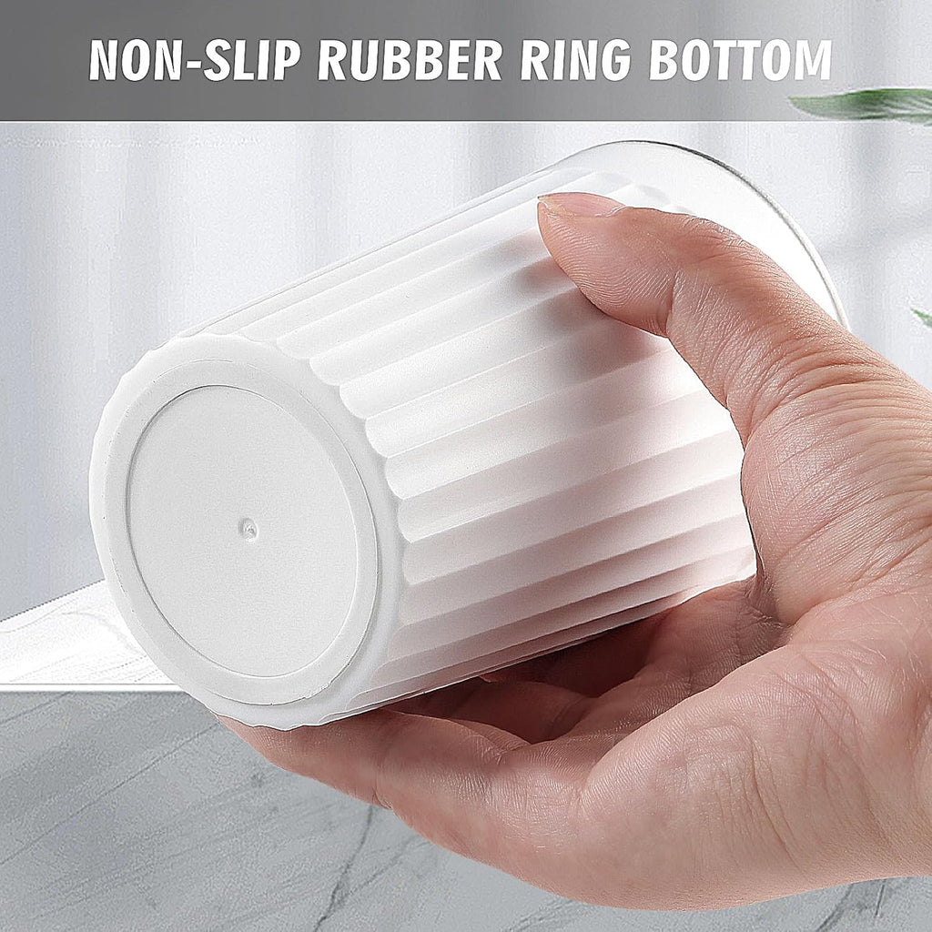 Toothbrush Holder for Bathroom-12oz Unbreakable Stainless Steel Bathroom Cup,Easy to Clean Toothbrush Cup, Reusable Bathroom Tumbler Cups for Home/School/Office(3" x 4.5") (White)