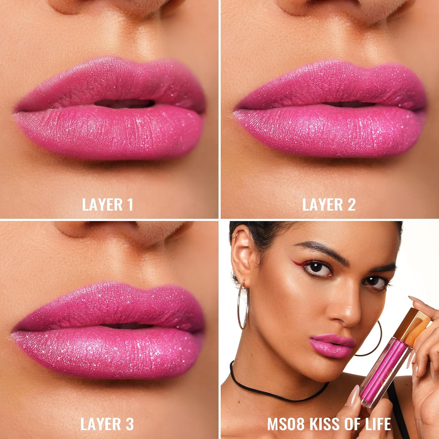 Oulac Pink Matte Liquid Lipstick for Women, Long Lasting Lipstick Waterproof Lip Stain, No Transfer, Creamy High Pigmented Formula with Rose Oil, Vegan & Cruelty-Free MS08