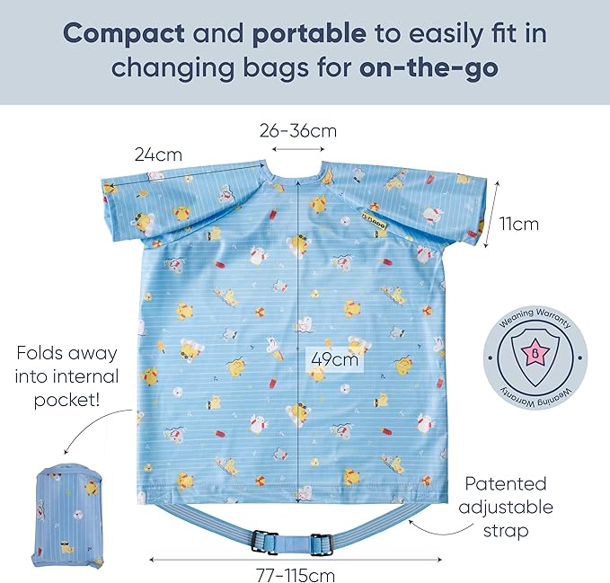 BIBaDO - Long Sleeve Baby Bibs - Babies & Toddlers 6-36 Months - Coverall Baby Led Weaning Bib - Easy Wipe, Soft & Waterproof