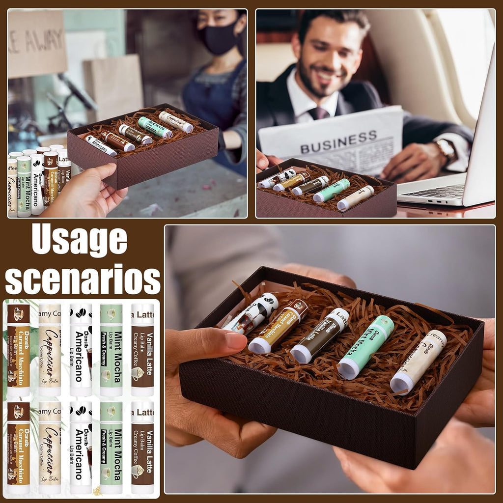 50 Pack Christmas Coffee Flavor Lip Balms Favors Bulk Coffee Lovers Gifts Cocoa Bar Party Favors Vanilla Latte Christmas Party Gifts Stocking Basket Stuffers for Women Men