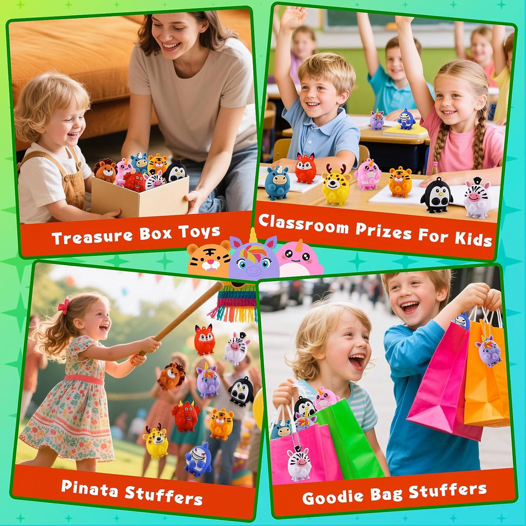 12 PCS Party Favors for Kids, Silicone Animal Pop Fidget Toys with Suction, Birthday Gifts for Boy Girls, Treasure Box Toys, Goodie Bag Stuffers, Prizes for Kids, Pinata Stuffers