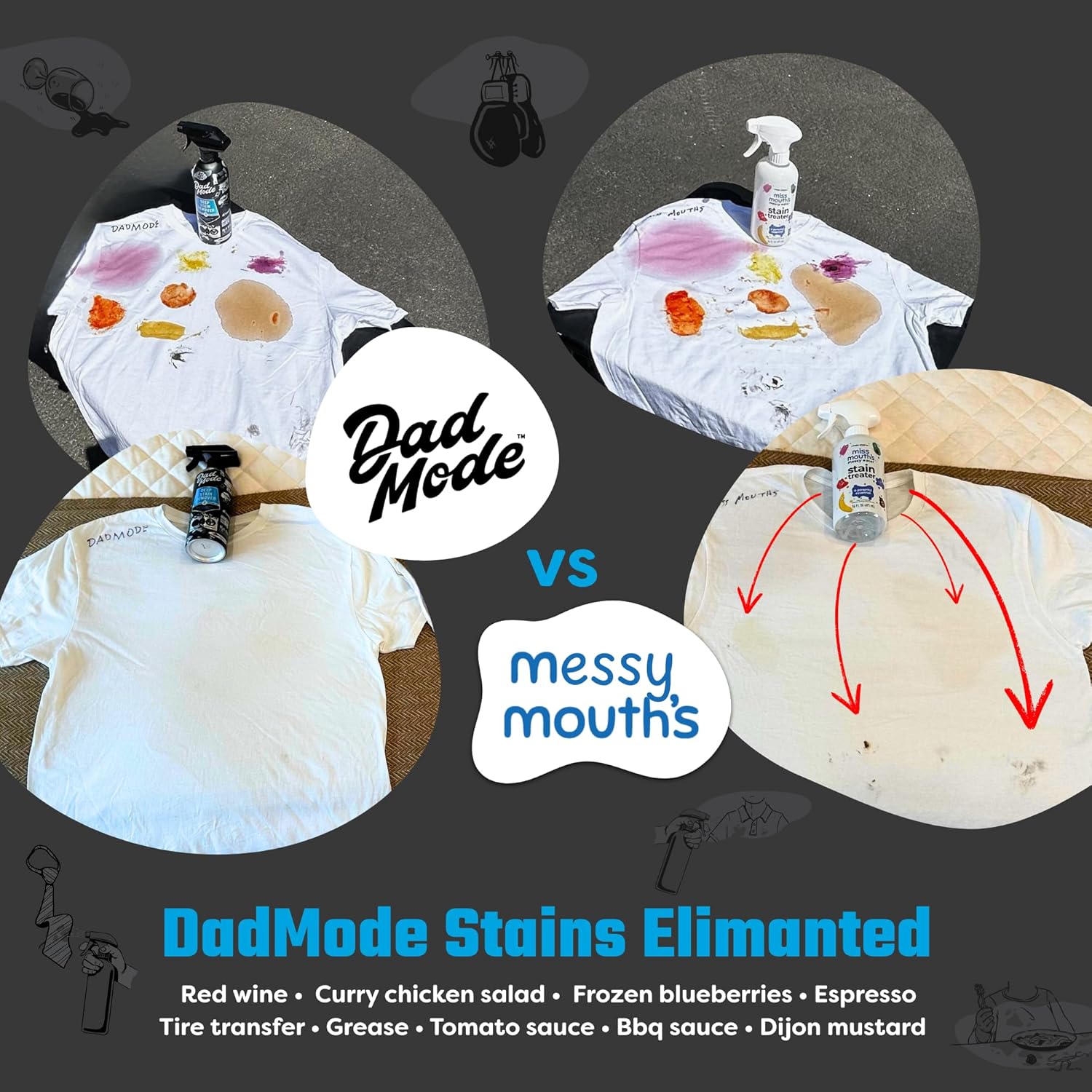 DadMode Laundry Stain Remover | 7-Enzyme Spray for Deep, Aged, Set-In Clothing Stains | Enzyme Booster Cleans Bodily Fluids, Oil, Wine, Turmeric | Sandalwood & Suede | 16oz Metal Bottle + Refill Pouch